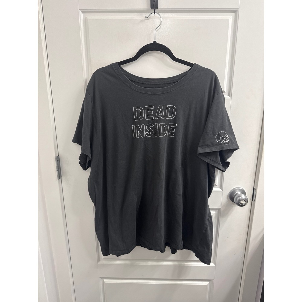 Torrid Heritage Jersey Dead Inside Skull Graphic T-Shirt Gray Womens Plus Size 2